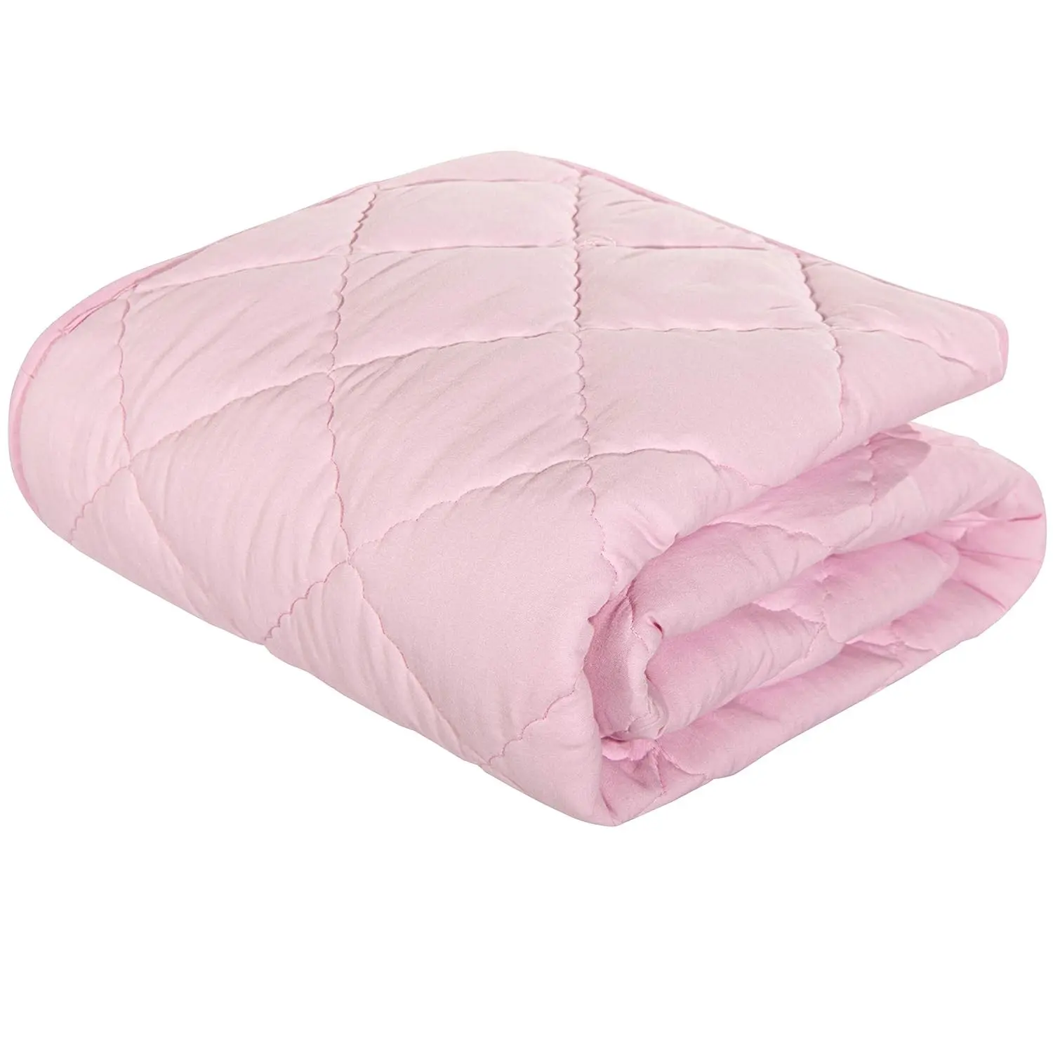 Down Alternative Toddler Comforter, Lightweight and Warm Solid Color Baby Crib Quilted Blanket, 39x47 inches, Pink