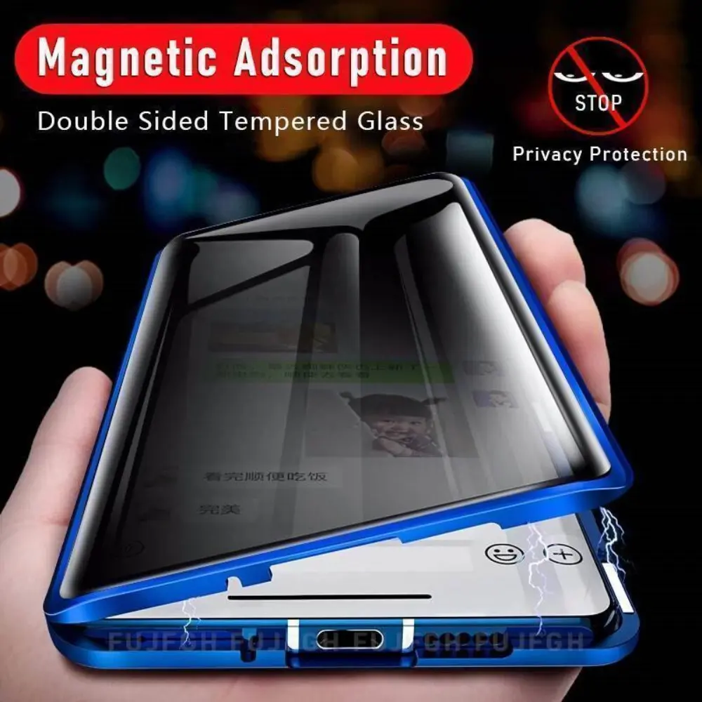 Multi-Model Anti-Peeping Magnetic Metal Phone Case with Magnetic Closure - Double-Sided Glass Screen Protector, Secure Accessories for Samsung Galaxy Series (S21,S22,S23 FE,S24 Plus,Ultra,Note20 Ultra)