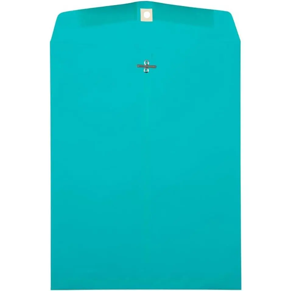 10 x 13 Open End Catalog Colored Envelopes with Clasp Closure - Sea Blue Recycled - 25/Pack