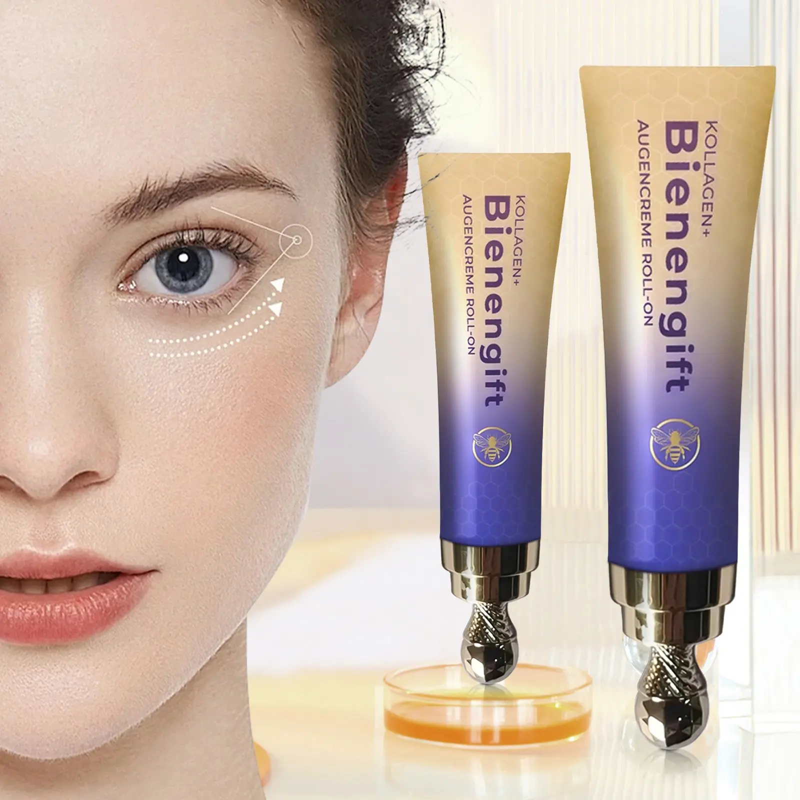 Collagen Bee Venom Cooling Eye Cream Roll-On, Hydrating Under Eye Care, Refreshing & Soothing Formula, Ideal for Daily Use