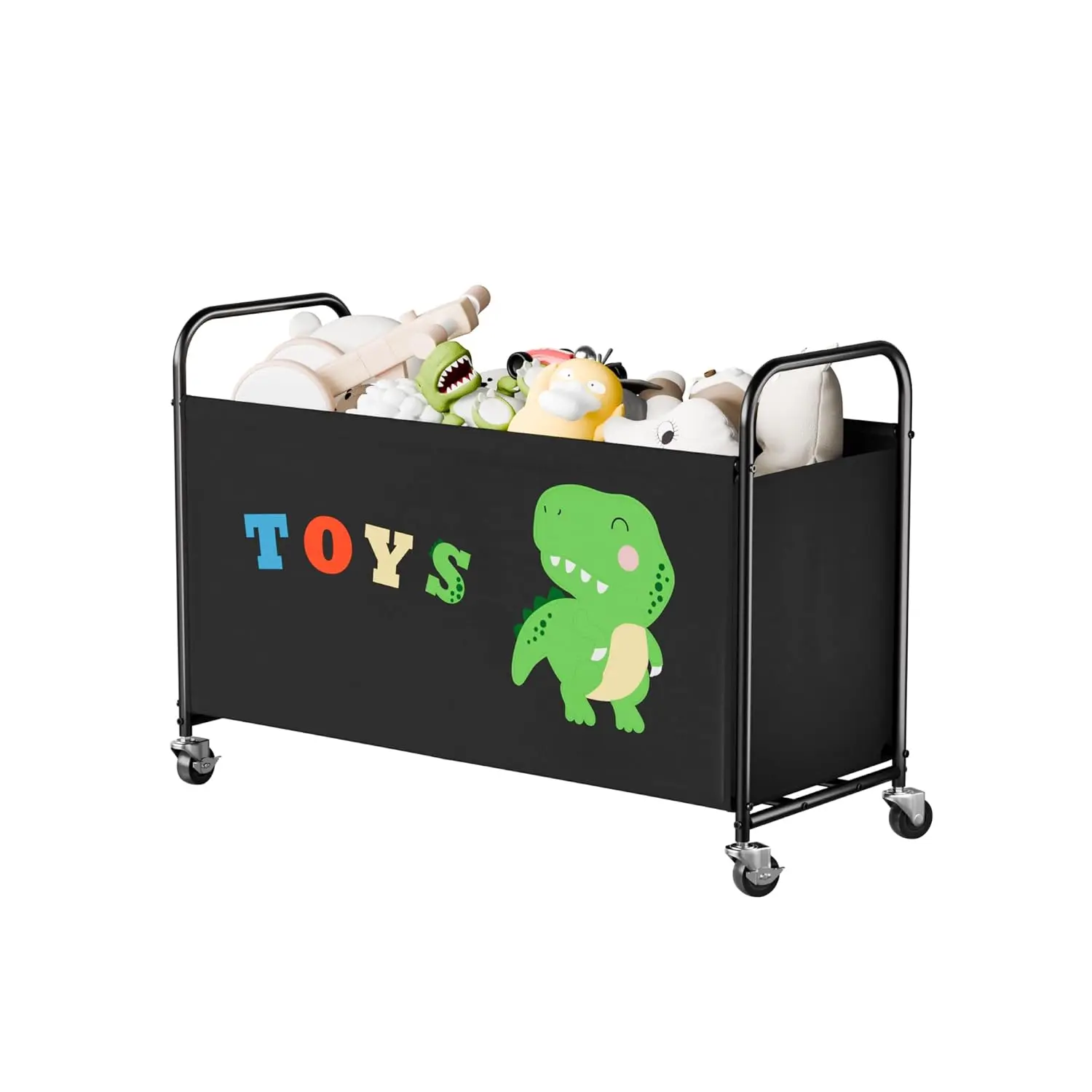 Toy Box for Boys Girls, Large Toy Chest Storage with Wheels, Metal Kids Toy Storage Organizer for Stuffed Animals, 135L Kids Toy Bins for Bedroom, Living Room, Nursery, Black