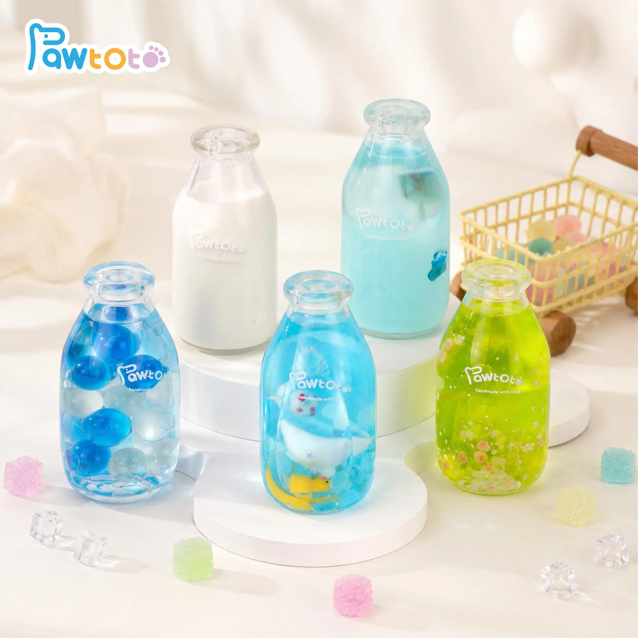 Pawtoto Handcrafted Liquid Glitter Bottle Sensory Toy, Stress Relief Toy, Fidget Toy, Creative Activity Gift for Teens & Adults