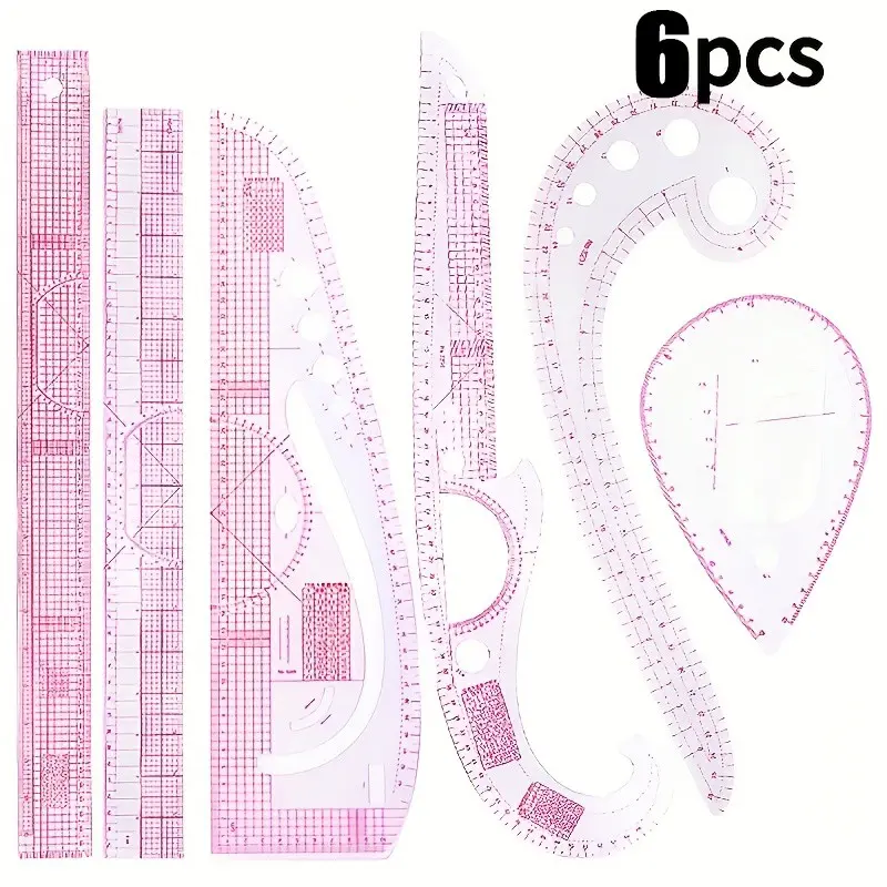 6pcs Curved Sewing Ruler Set, Multifunctional Pattern Ruler for Crafts, Quilting, Garment Making, Dressmaking, Tailoring, Drawing