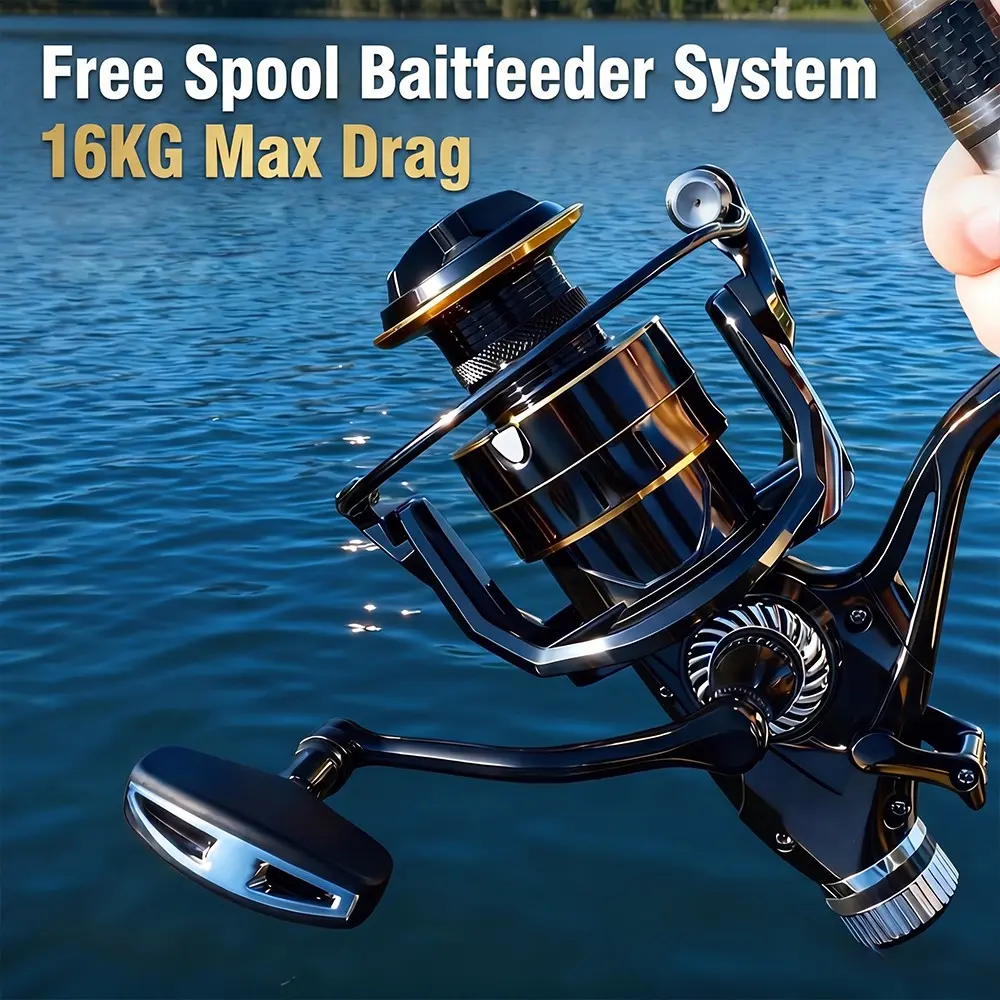 Huidiao GR Free Spool Spinning Reel 3000-7000 Baitfeeder Baitrunner Fishing Reel 5.2:1/4.7:1 Gear Ratio 16kg/35lb Powerful Drag Zero Play 4+1BB for Carp Catfish Live Bait Fishing Fishing Supplies