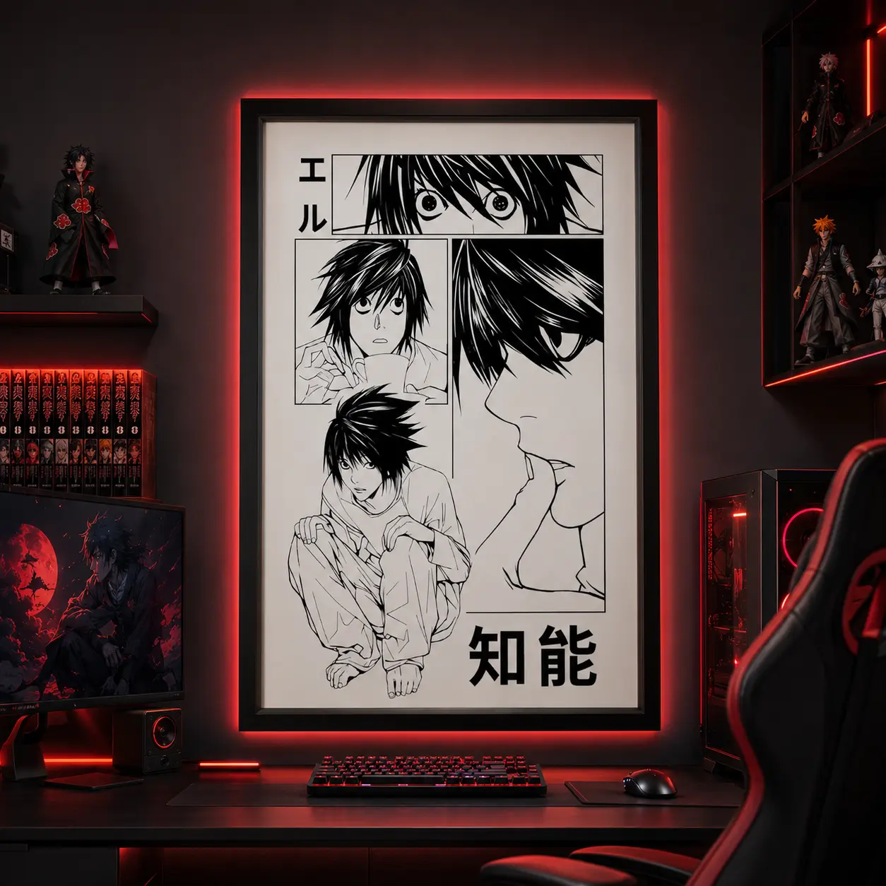 L Death Note Poster, Death Note Wall Art, Death Note Anime Poster