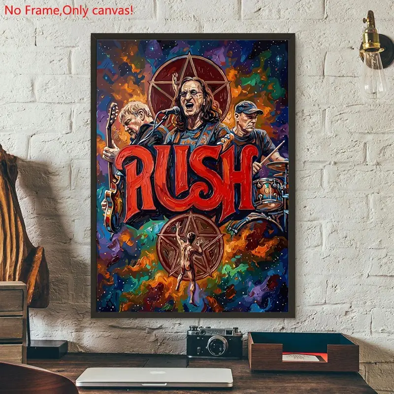 1 piece/set frameless canvas painting print poster, Classic Character Album art，Rush Band Portrait ，a perfect gift for Music loves, ideal gift for bedroom, living room, dorm hallway, kitchen, mural, wall decoration, room decor