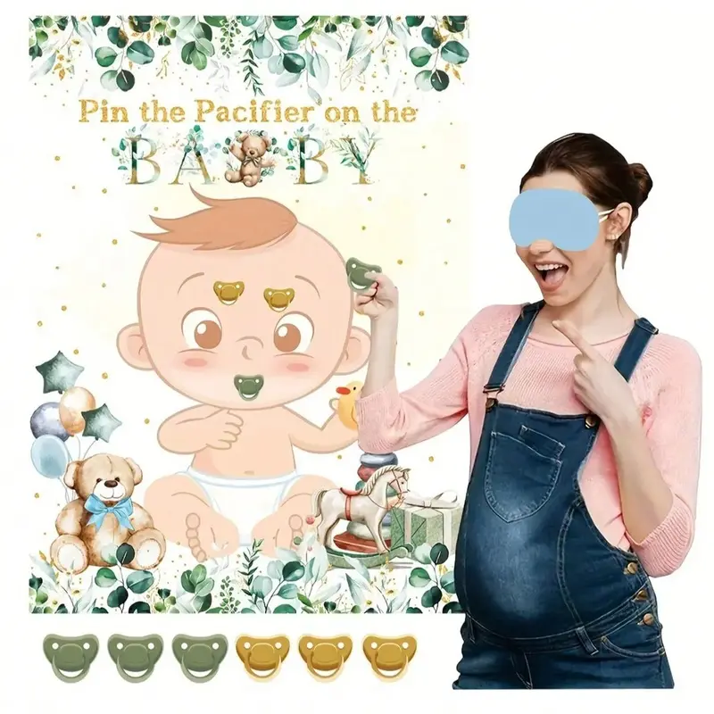 26/28PCS Baby Shower Party Game Pack, Fun Activity Set with Stickers & Eye Masks for Newborn Celebration Party Supplies