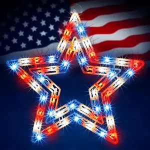 14'' Red White Blue Star Window Silhouette Lights, 4th of July Lights, Patriotic Red White and Blue Memorial Day Decorations for Independence Day Indoor Outdoor Holiday Home Yard Light Upfidget toys