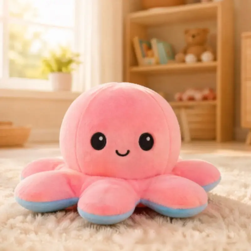 Double-Sided Octopus Plush Toy, Emotion Expressing Doll, Soft and Fluffy, Stress Relief Toy, Home Decor Gift for Kids, Teens, Couples
