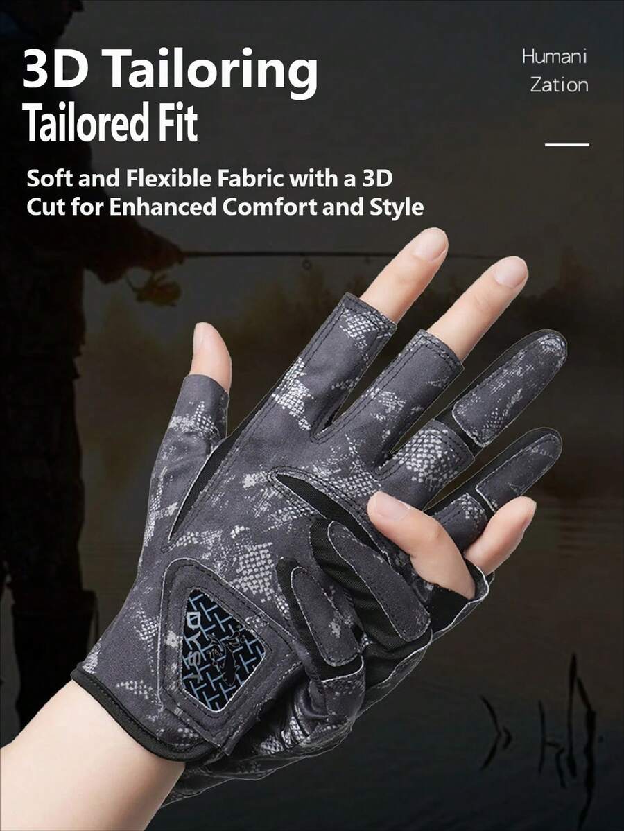 1 Pair Men Gloves Outdoor Fishing Breathable Lightweight Cycling For Anti Slip Wear Resistant