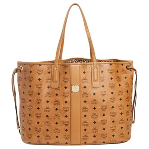 MCM Liz Monogram Coated Canvas Mother-Daughter Tote Bag for Women in Brown and Cognac