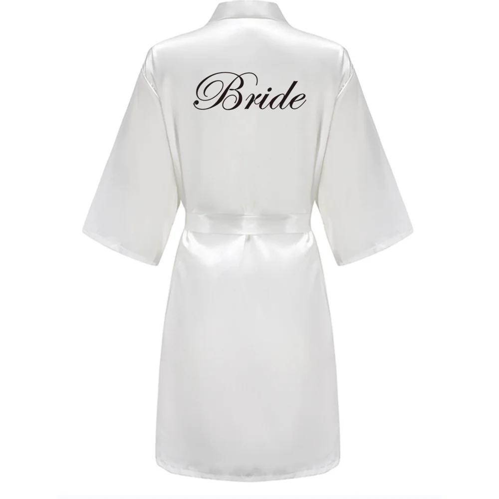 Wedding Party Team Bride Robe With White Letters Kimono Satin Pajamas Bridesmaid Bathrobe YE6522