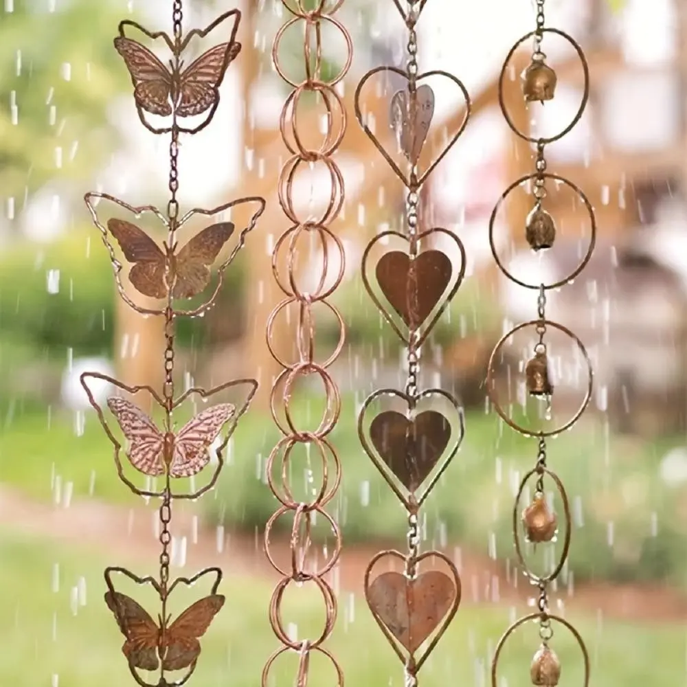Charming Metal Butterfly Wind Chime, Rain Chain Garden Art, Indoor/outdoor Decorative Iron Craft, Elegant Home Ornament
