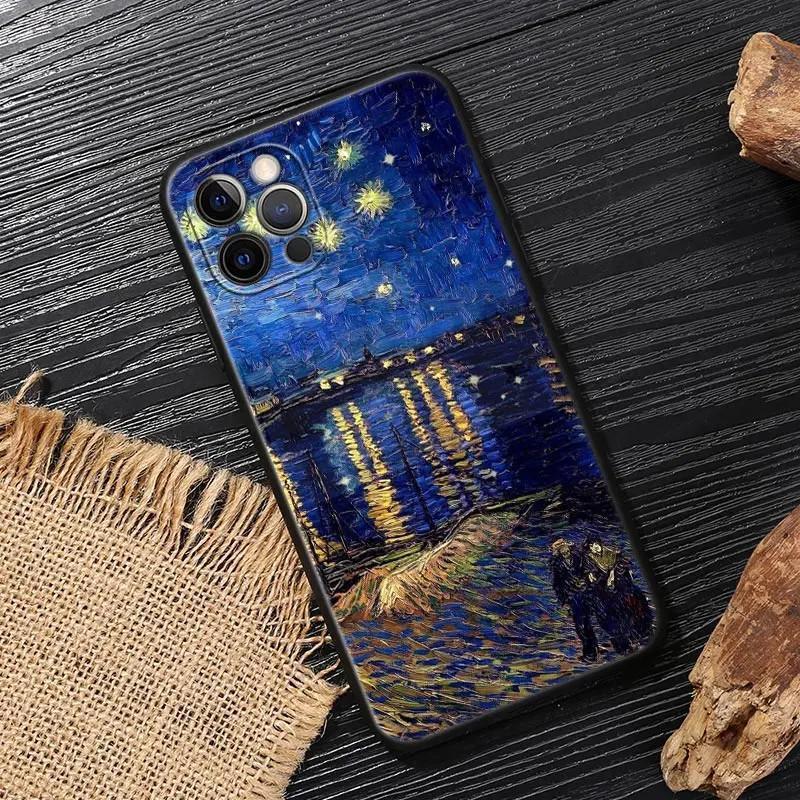 Van Gogh Starry Sky Sunflower & Apricot Blossom Soft Phone Case for iPhone 17 16 15 14 13 12 11 Pro Max