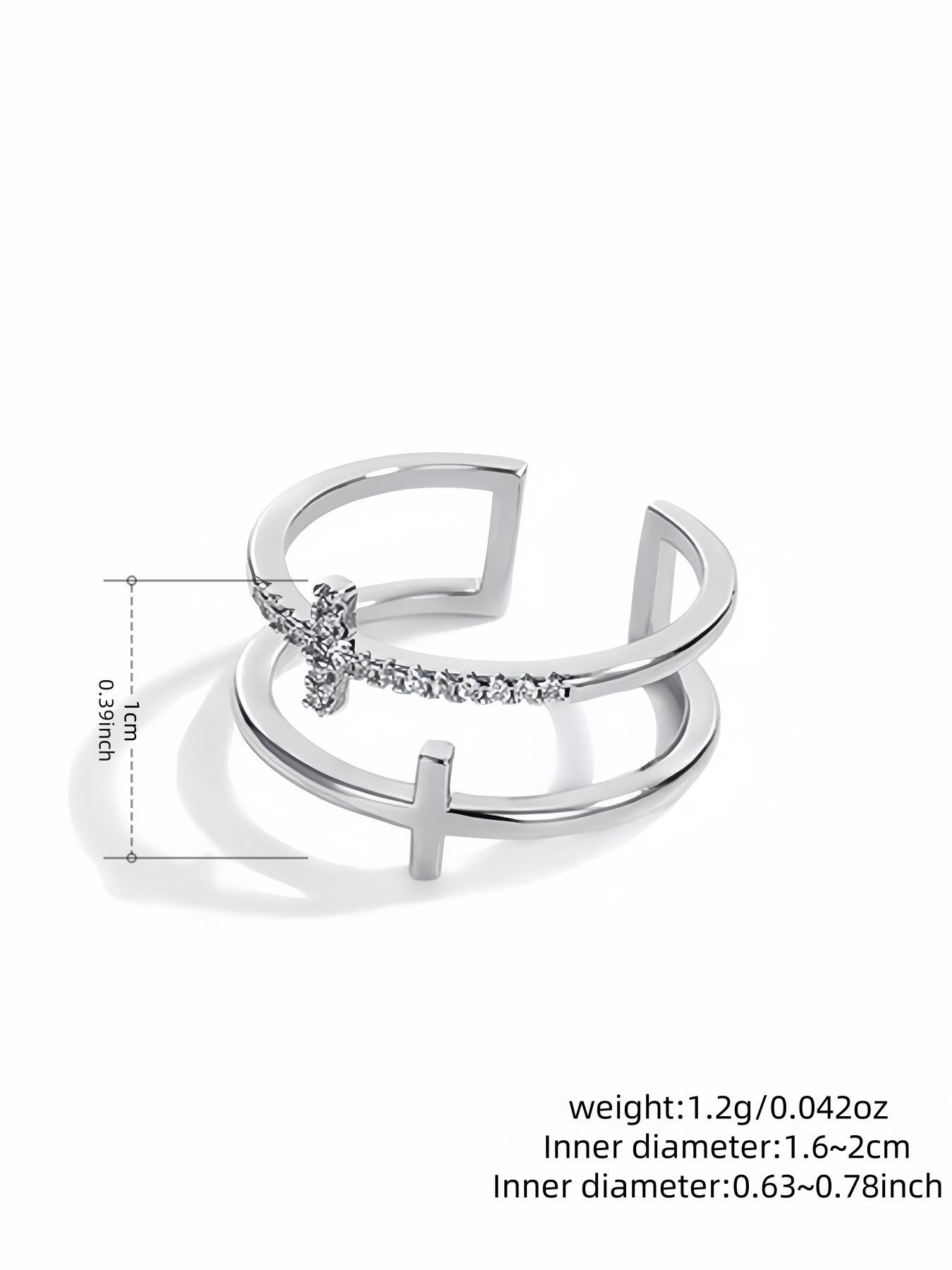 925 Sterling Silver Cross Design Ring, Fashion Jewelry for Party, Daily Clothing Decor, Trendy All-match & Exquisite Jewelry for Birthday Gift
