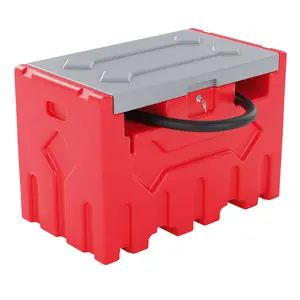 51 Gallon Portable Diesel Tank with 12V Pump, 10.6 GPM, Red Tank Gray Lid