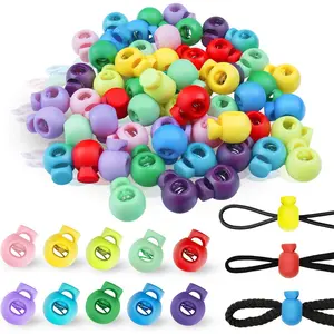 100PCS 10 Assorted Colors Spring-Loaded Plastic Round Bubble Cord Lock for Face Mask Earloop Multifunctional Sliding Adjustment End Toggle Stopper Reusable Single Hole Comfortable Fit Buckle Fastener