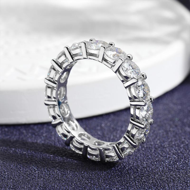 7.5-8carats 5mm D Color Moissanite Row Ring Sterling Silver Wedding Band Rings For Women Wedding Rings for Women, Eternity Band, Classic Style Men'S Women'S Fashion Stacking Band Ring Engagement, Christmas Thanksgiving Gifts For Couple