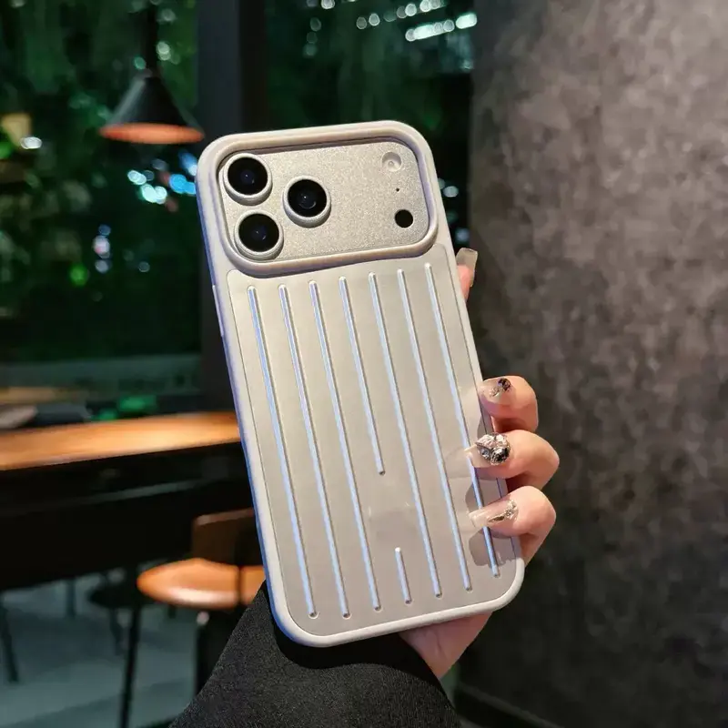 Aluminum Alloy Smartphone Cover - All-Inclusive Vertical Lines Design, Durable Protection, Ideal Gift for iPhone 16 Pro Max, 15, 14 Devices, Essential Mobile Phone Accessories by summerwins,back to school