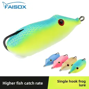 Topwater Frog Lure Single Hook Weedless Fishing Lure for Snakehead Bass Long Cast Floating Frog Lure Heavy Grass Freshwater Fishing Tackle