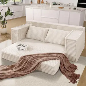 Garvee 75" Fold-Out Sleeper Sofa, Plush Boneless Couch Bed with 2 Pillows, Convertible Pull-Out Loveseat, Futon Lounger, Folding Floor Couch for Living Room, Bedroom, No Assembly