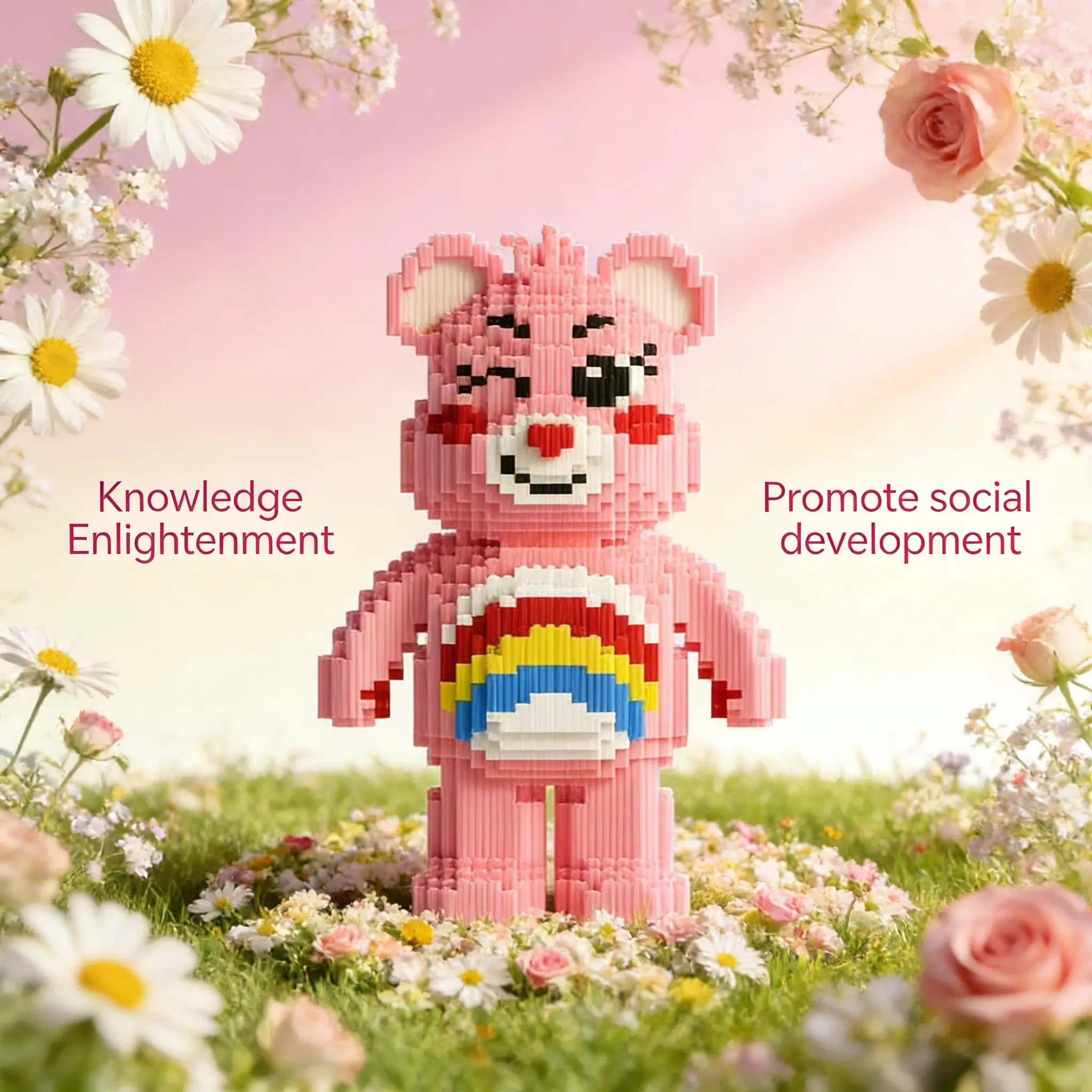 Rainbow Bear 3D Animal Desktop Decoration Ornament, Creative Room Decor, Birthday Halloween Valentine Christmas Gift, Home Party Craft Statue, Cute Collectible Figurines, Decorative Ornaments