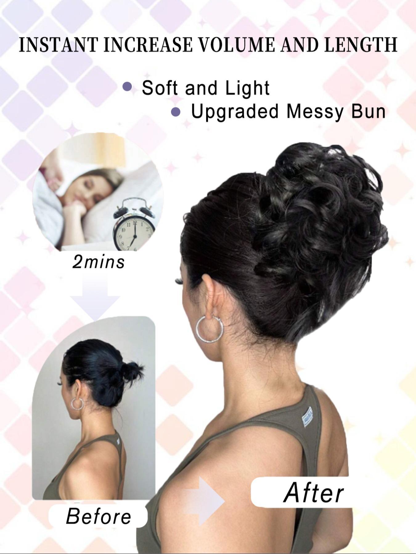6 Inch Claw Clip Messy Bun Synthetic Soft Hairpieces, Wavy Curly Bun Clip, Synthetic Messy Bun Hair Extensions, Hair Clip, Hair Piece for Women