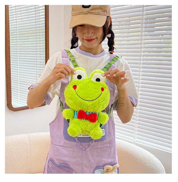 Y2K Korea Cute Cartoon Plush Frog Doll Backpack Anime Messenger Bags Personality Girls Shoulder Bag Kawaii Coin Purse Kids Gifts