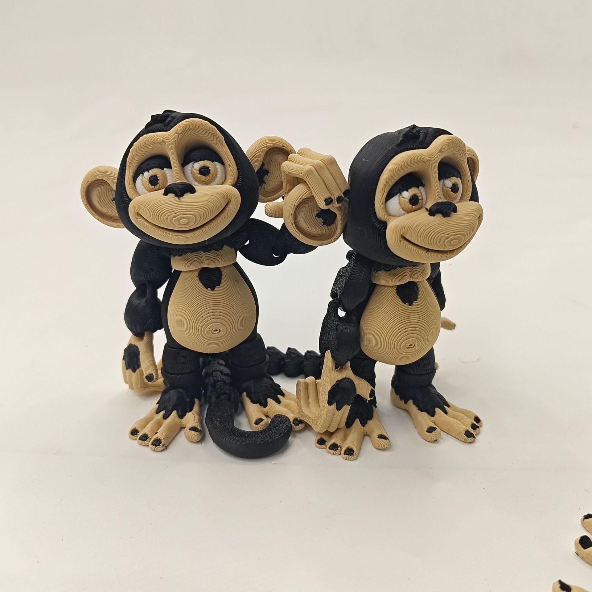 3D Printed Toy Banana Monkey Fully Articulated Long-tailed Monkey Desktop Figurine Realistic Model Toy