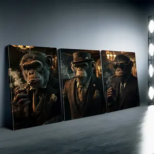 Framed, 3-piece framed modern monkey canvas art, perfect choice for decorating the living room, bedroom, or office. High-definition giclee printing, ideal gift for birthdays and holidays, perfect room decoration