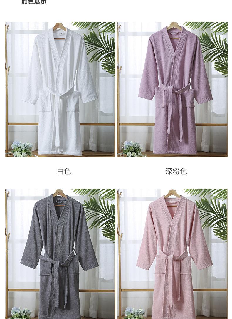 Hotel pure cotton bathrobe, spring and autumn towel material pajamas for women, all-cotton long style, soft, absorbent, quick-drying bathrobe with logo