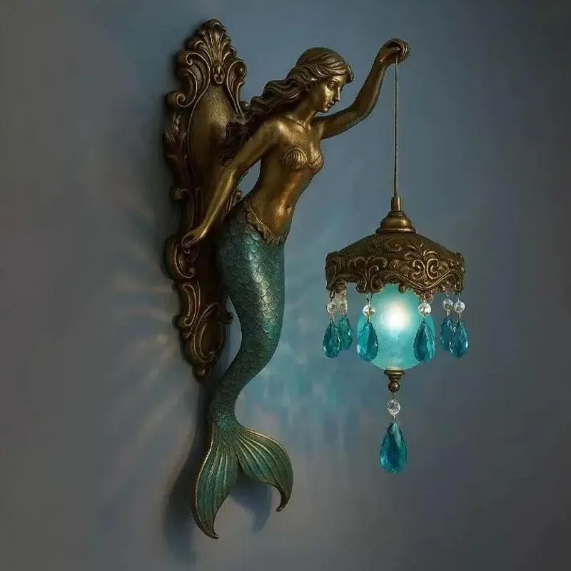 Mermaid Wall-Mounted Nightlight, Decorative Wall Lamp, Fashionable Creative Ornament, Home Decoration, Soft Glow for Bedroom, Hotel, Restaurant