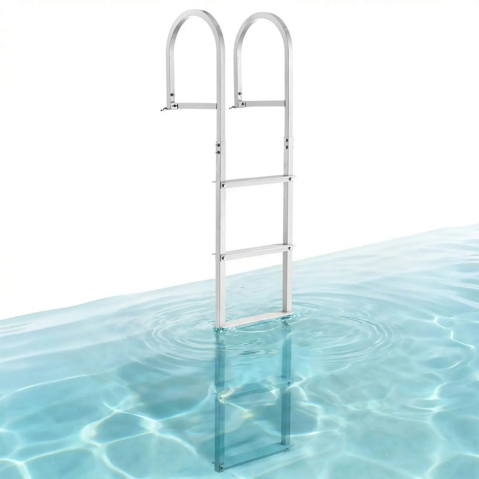 VEVOR Dock Ladder, Removable 5 Steps, 500 lbs Load Capacity, Aluminum Alloy Pontoon Boat Ladder with 3.1'' Wide Step Nonslip Rubber Mat, Easy to Install for Ship/Lake/Pool/Marine Boarding