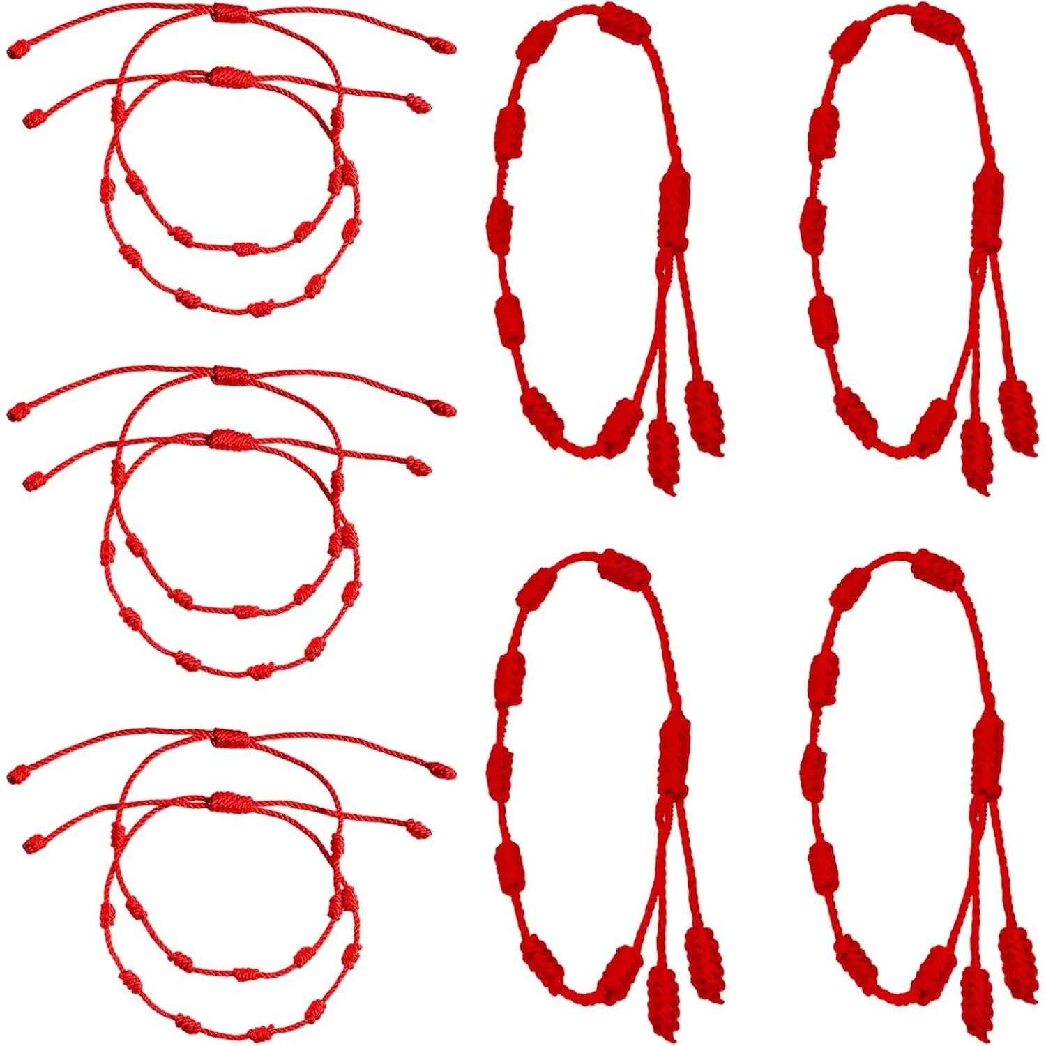 10 count Red String Bracelets, Adjustable 7 Knot Lucky  Bracelet | Lucky 7 Knot Design, Adjustable Red Cord Bracelet, Symbolic Protection  for Friendship, Lovers, Gifts and Daily Wear