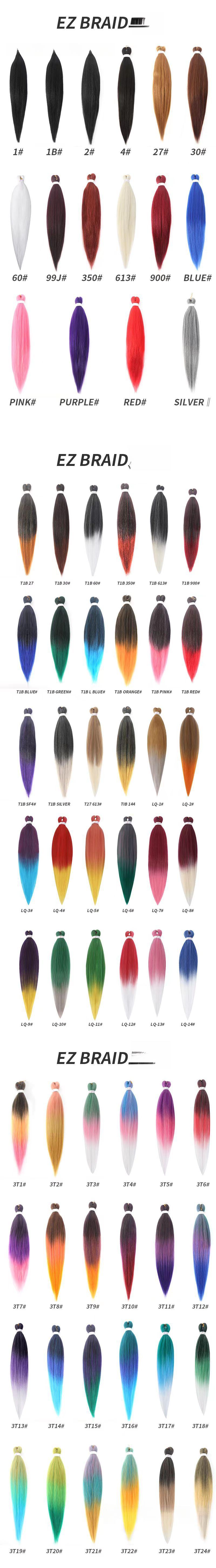 3 Packs Easy Braid Dreadlock Hair Extensions Ombre Solid Color Low Temperature Fiber Synthetic Hair