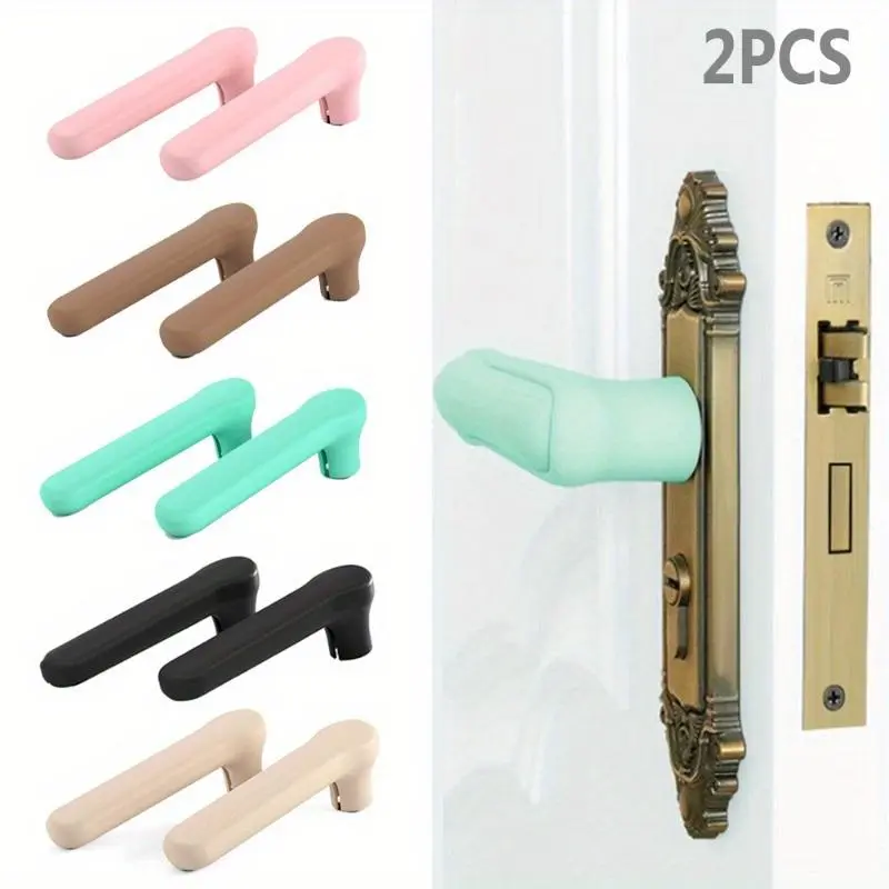 2Pcs Anti-collision Door Knob Cover Static-free Silicone Handle Sleeve Baby Safety Wall Protector Bedroom Living Room Protector