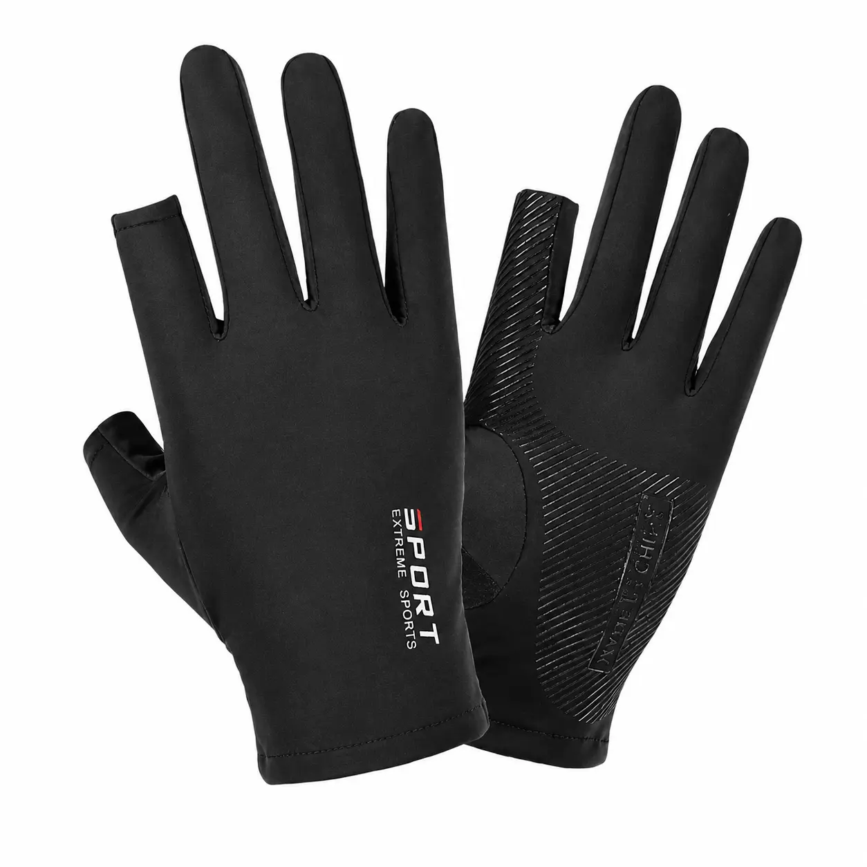 Lightweight Breathable Ice Silk Sun Protection Gloves for Men and Women – Non-Slip Grip, Touchscreen-Compatible, Two-Finger Design Ideal for Cycling, Fishing, Driving, and Outdoor Activities