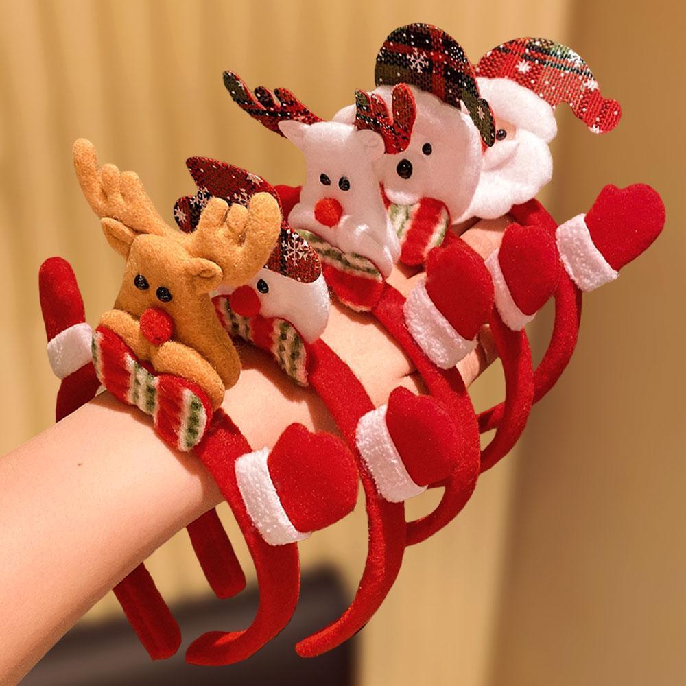 5-Pack Girls Christmas Hairbands Reindeer Snowman Santa Claus Patterns Fashionable New Year Party Headbands Hair Accessories