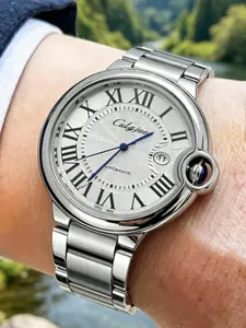 Bestselling Blue Balloon Men's Stainless Steel Quartz Watch, Roman Numerals + Calendar, Waterproof Shockproof, Business Casual, High-Value Luxury