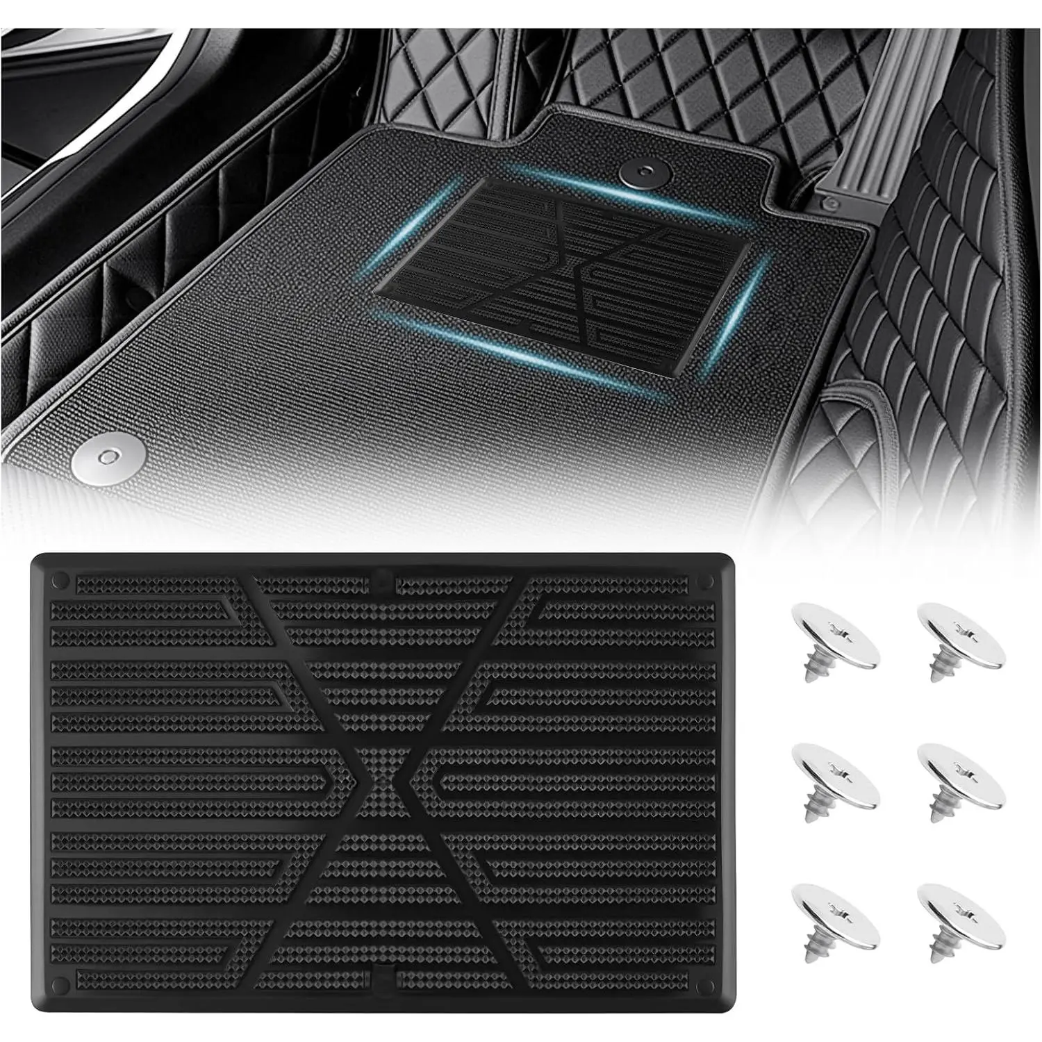 Floor Mats Carpet Patch,Non-Slip Floor Mats for  Carpet Repair Patch with Screws for Repairing Torn Mat,Professional Automotive Floors Mat Patches Pedal Pad for Heel Scuff Plate