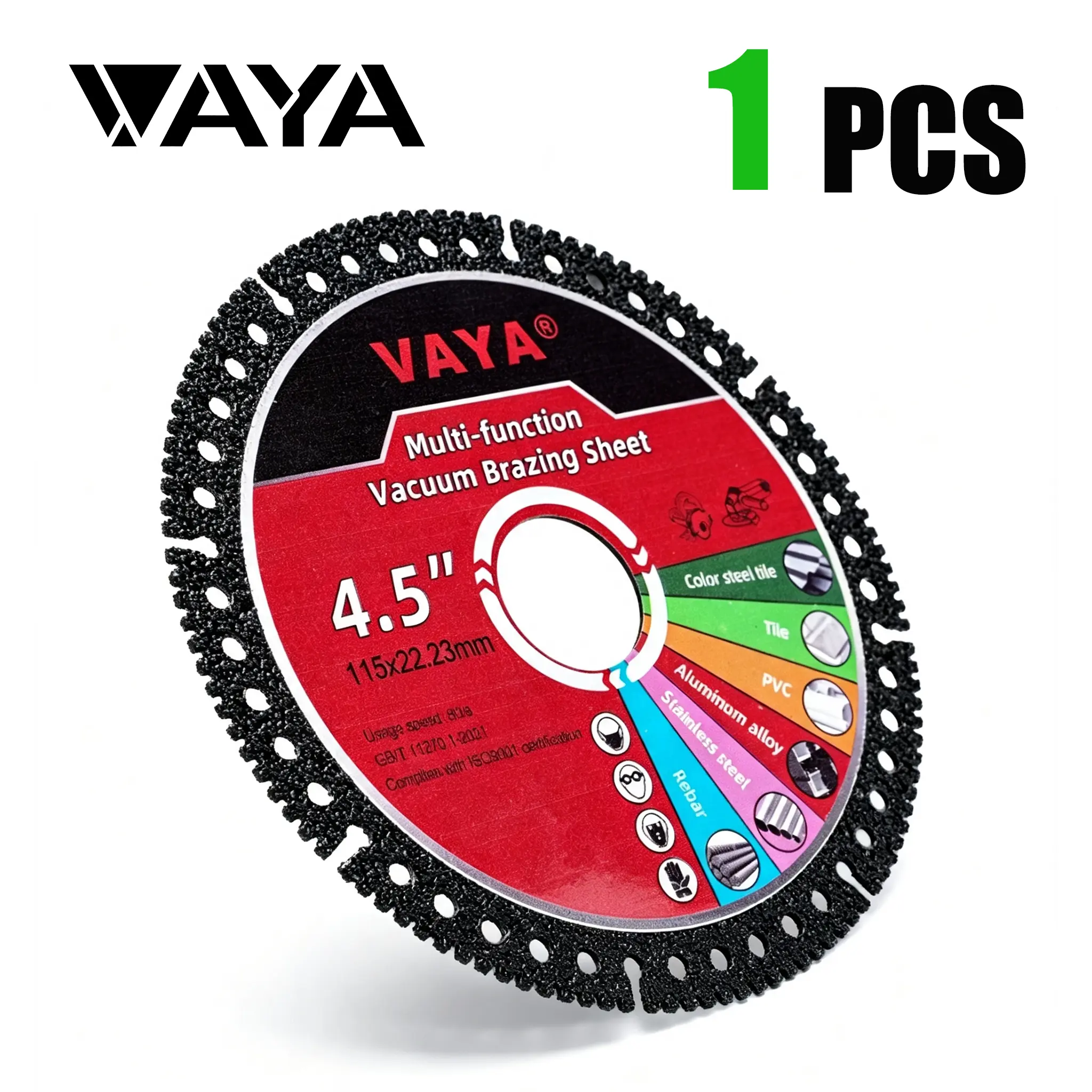 VAYA 4.5" 1 PCS Multi-functional Diamond Tile Cutting Blades - Ultra-Thin Dry Cutting Abrasive Discs for Marble, Tile, Ceramic - Angle Grinder Saw Blades Tool Accessories for Outdoor Use