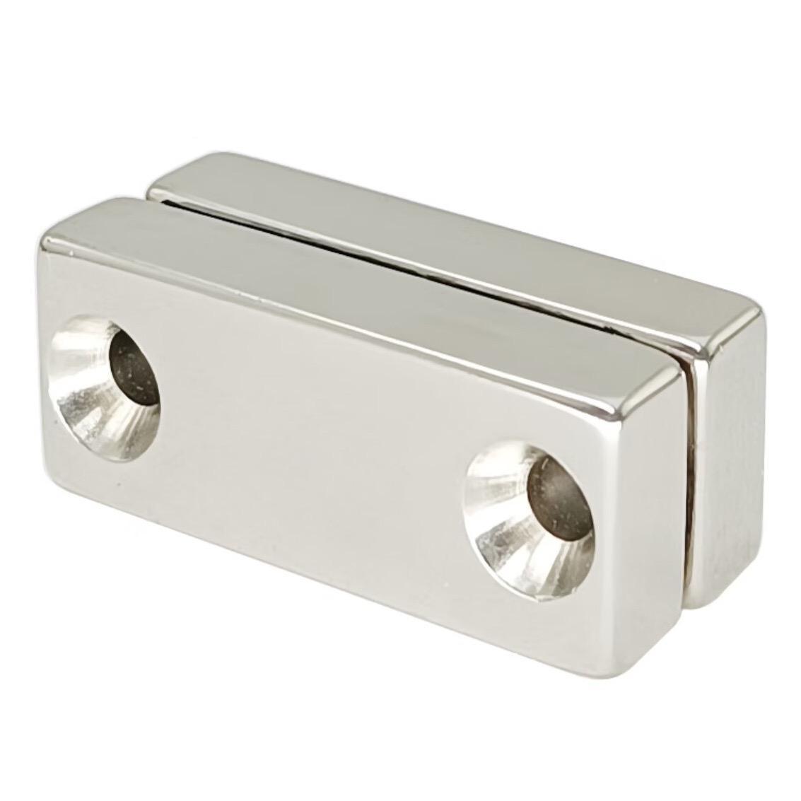 Strong Neodymium Square Magnets, Double Hole Design Magnets, Durable Multi-Application Magnetic Tool for Door, Window, Cabinet, Hardware