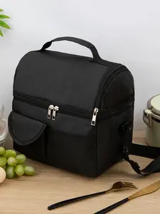 Double-Layer Insulated Bag, Zipper Lunch Bag, Outdoor Picnic Lunch Box, Portable Ice Pack Holder, High-Quality Oxford Fabric Material, Lunch Bag Gift, 1 Piece Set