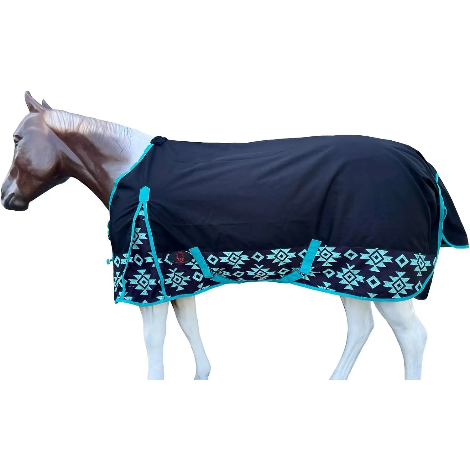 1200 Denier Waterproof Breathable Wind Proof Horse Turnout Rain Sheet Black Aztec 78