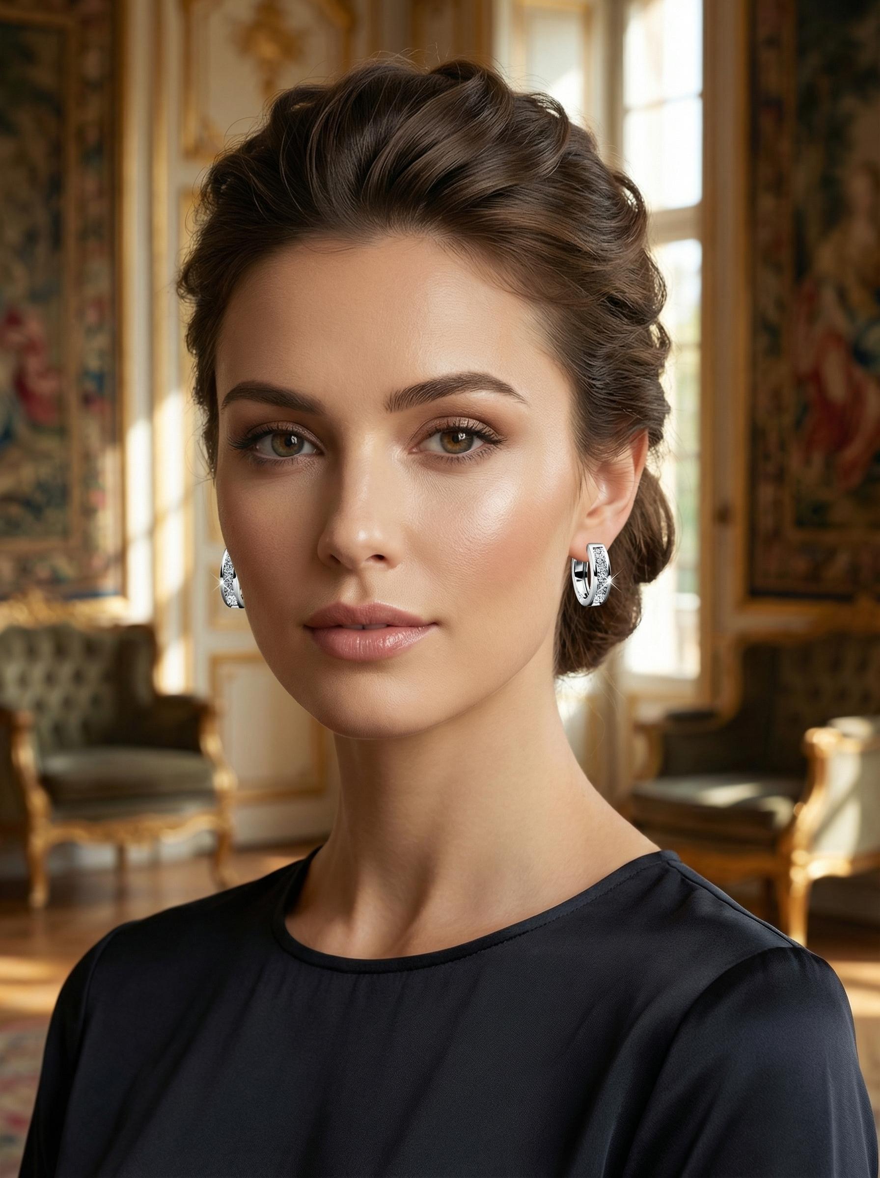 High-quality Brilliant Zircon Earrings Finely Crafted Clear and Sparkling Enhances Face Shape Adds Elegance Ideal for Parties and Gatherings Simple Versatile Design Thoughtful Gift