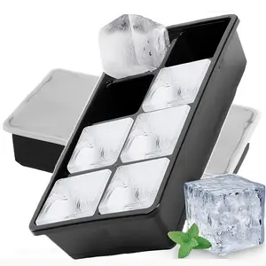Large Silicone Ice Cube Tray Set, 8-Cube Mold with Lid, Easy Release, Perfect for Square Ice Cubes, Ideal for Home Bar and RV Kitchen
