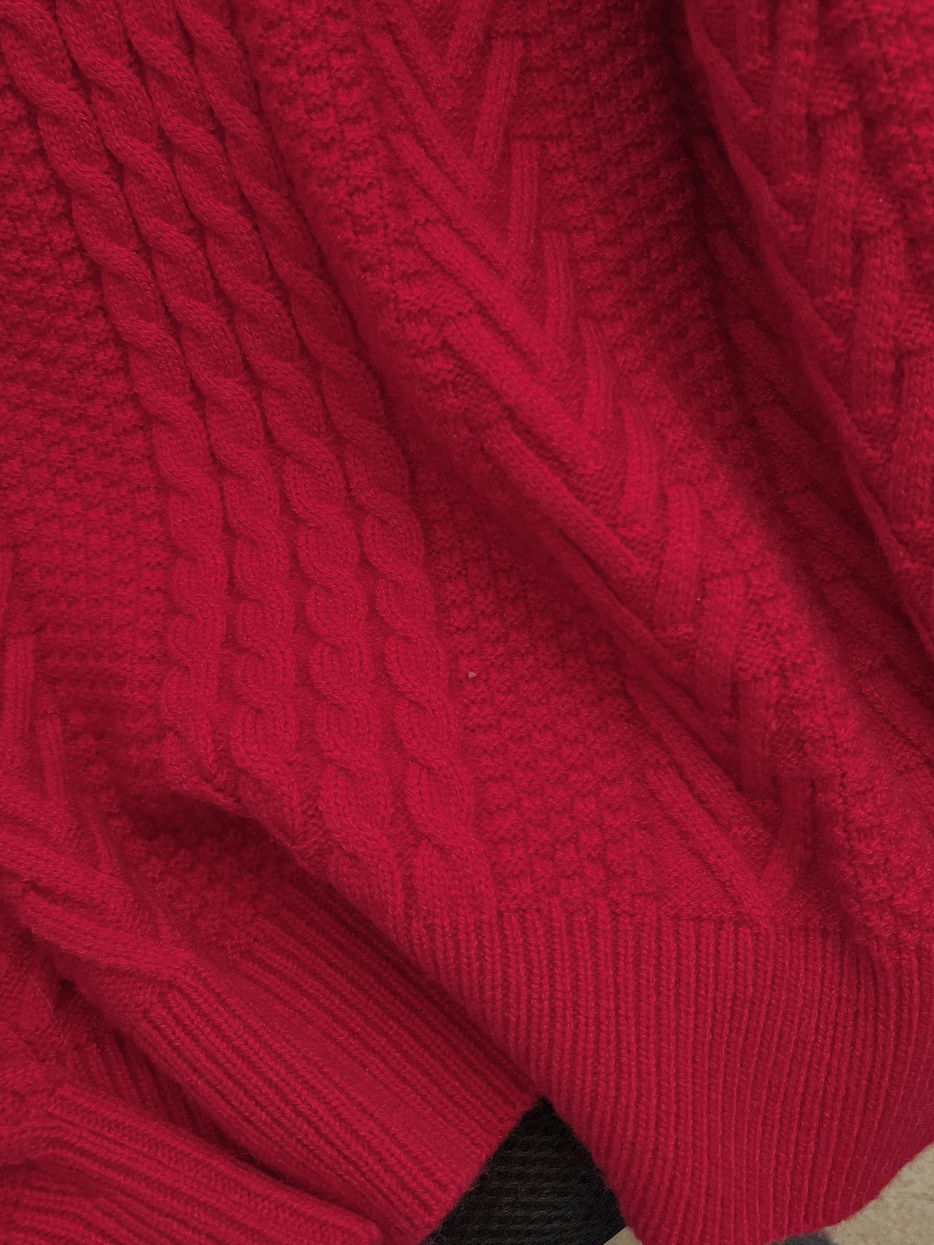 Women's Solid Cable Knit Sweater, Casual Long Sleeve Round Neck Jumper for Fall & Winter, Fashion Ladies' Knitwear Tops for Daily Wear Womenswear