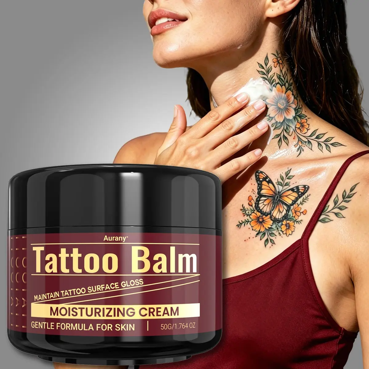 1PC-Tattoo Cream Brightener And Enhancing, Tattoo After Care, Tattoo Balm ， Enhances Color & Radiance! Gentle & Hydrating, Protects New & Old Tattoos , Suitable For All Skin Types-50G