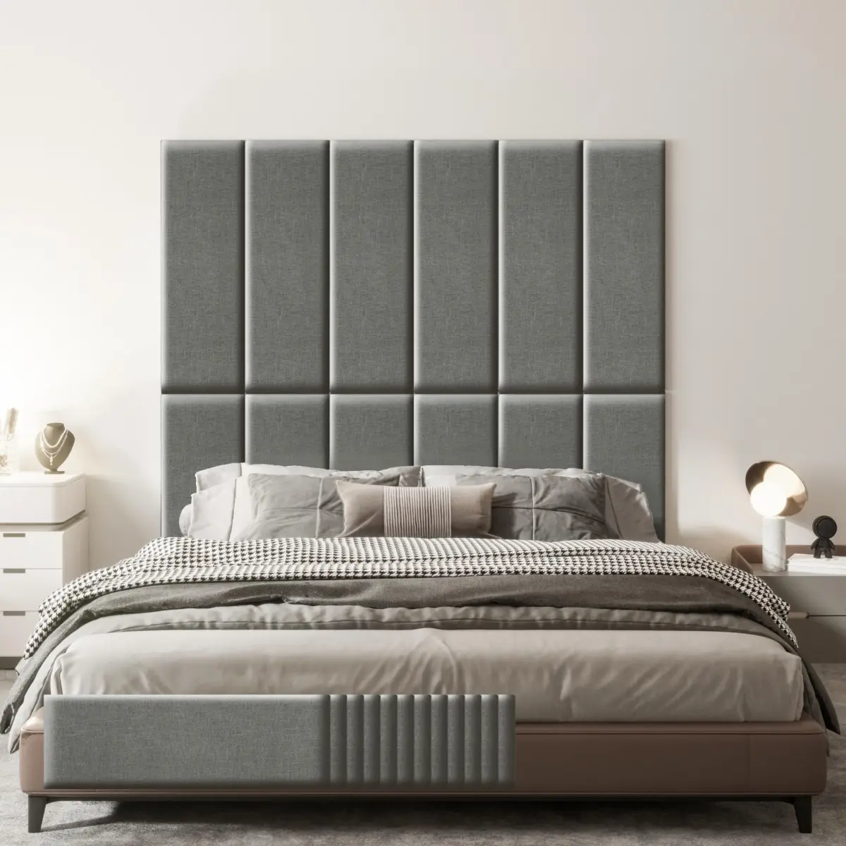 12-Pack PU Leather Sponge Peel and Stick Upholstered Headboard Panels, 23.6" x 11.8" Self-Adhesive Anti-Collision Durable Padded Wall Cushions for Bedroom & Living Room Decor