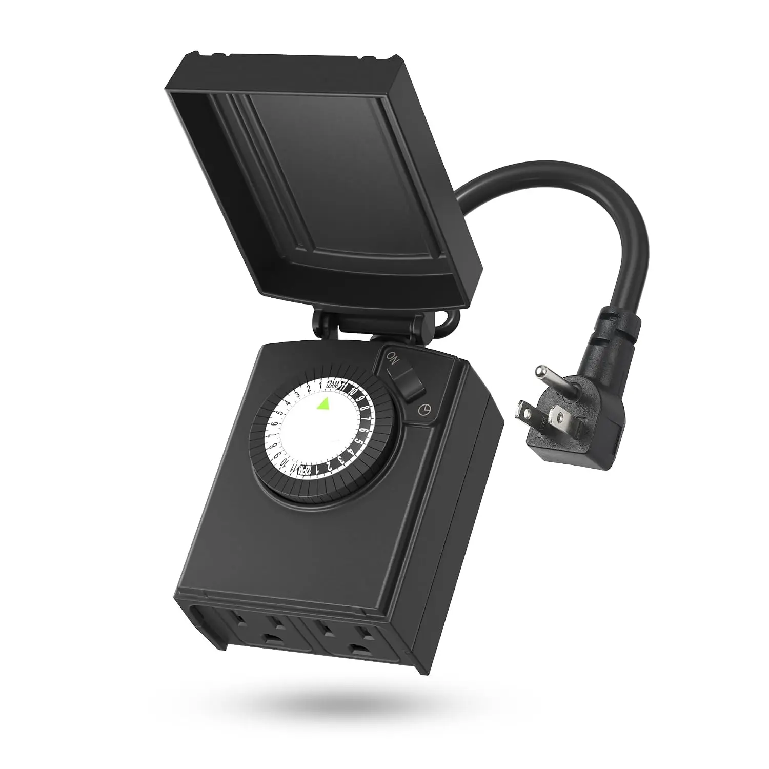 Outdoor 24-hour Mechanical Timer Socket, with 2 Grounded Outlets